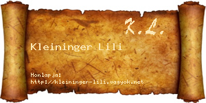 Kleininger Lili névjegykártya